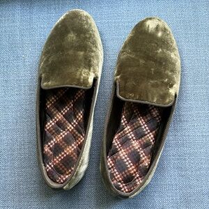 Moss velvet Birdies The Starling smoking slippers